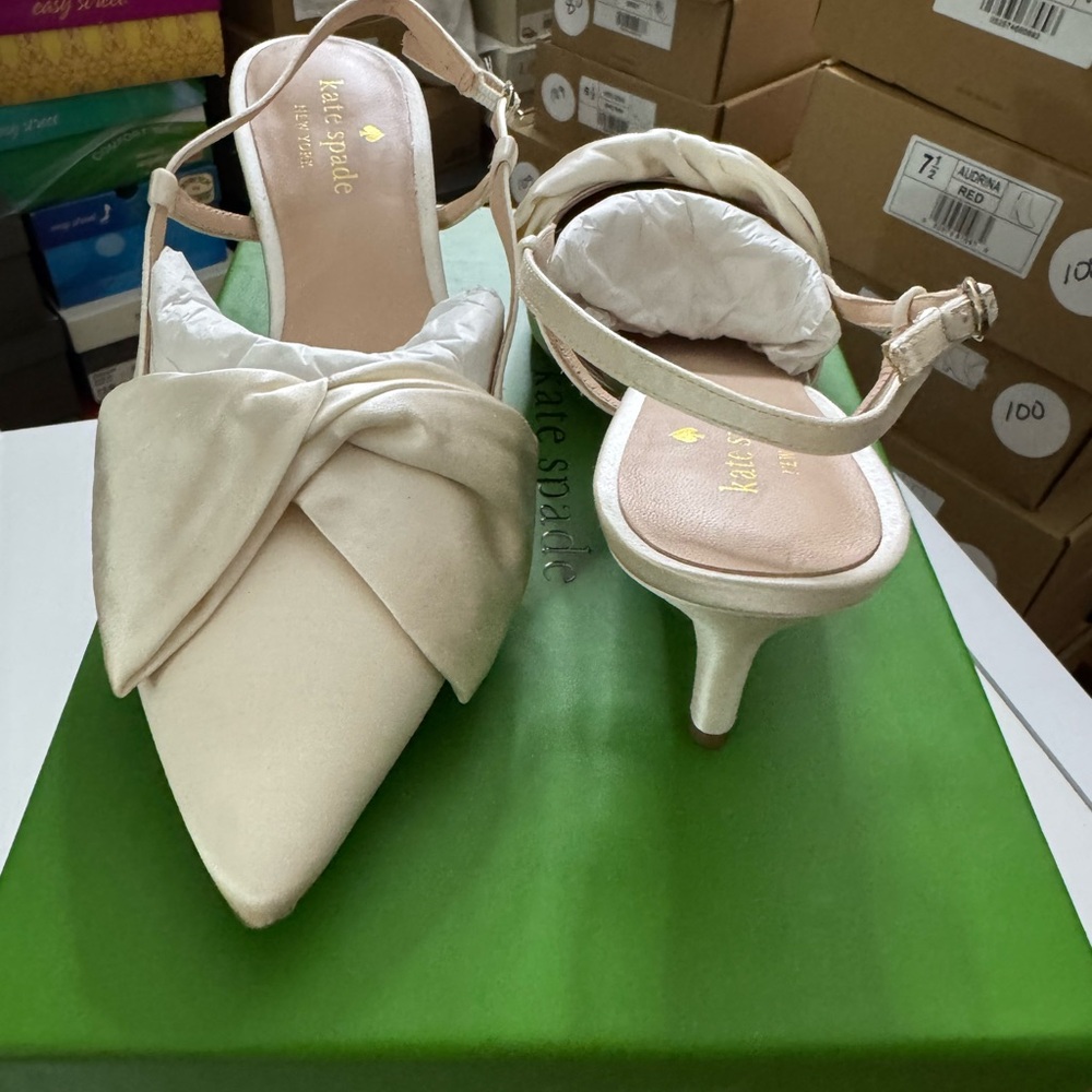 Kate Spade Ivory Bow Heels